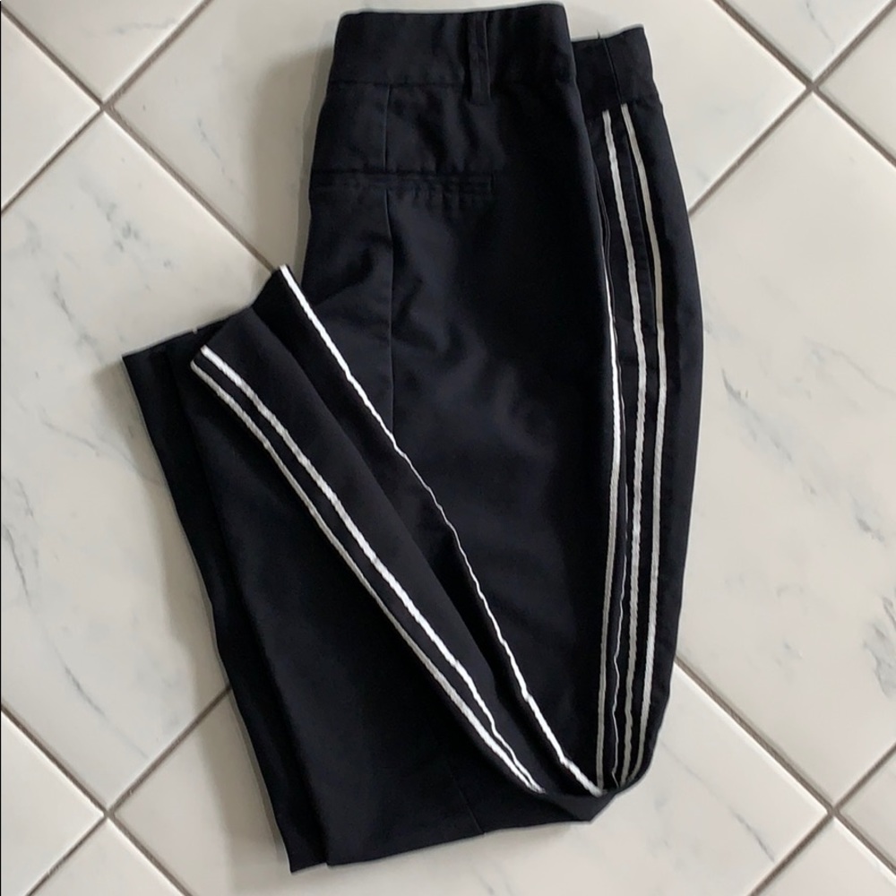 MEXX ankle cigarette style pants w/ tuxedo stripe